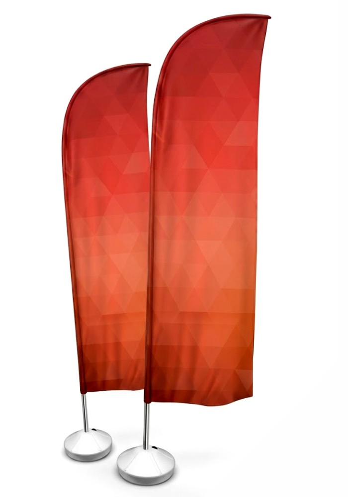 Windbanner Modelo Faca, exibido com base de fixação